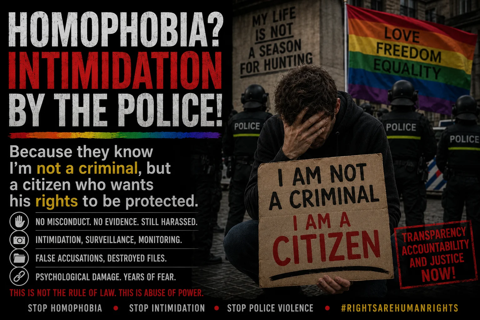 Odiodio gay e intimidación por la policía neerlandesa y la Fiscalía de Amsterdam — intimidación digital, acusaciones falsas de pedofilia y asesinato, métodos de investigación ilegales, intercambio internacional de datos con Tailandia y solicitud Woo a la Fiscalía